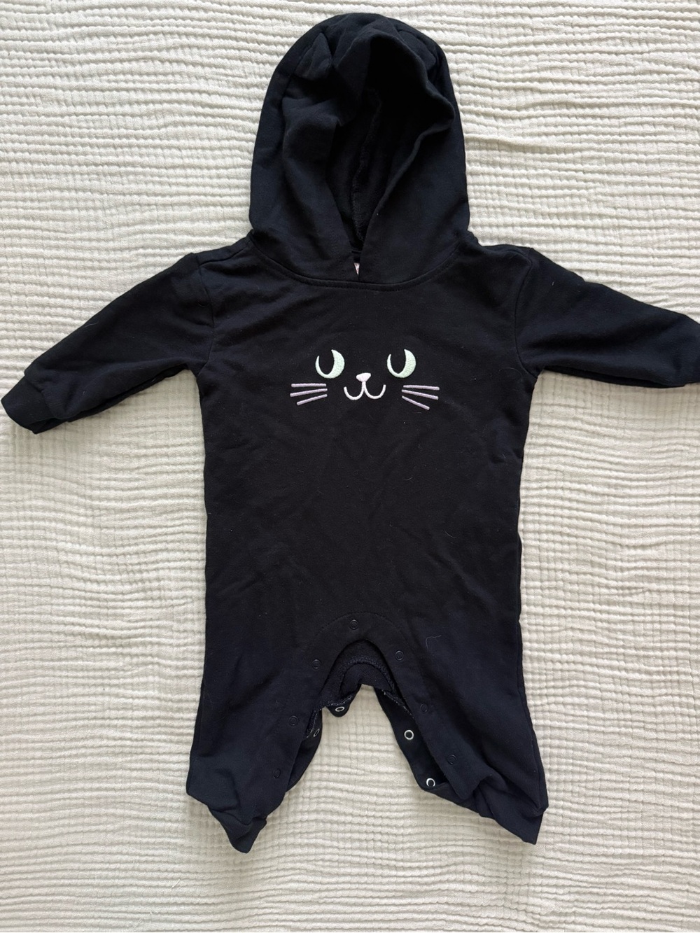 Cat & Jack 6-9m Black Hooded Cat Face Romper